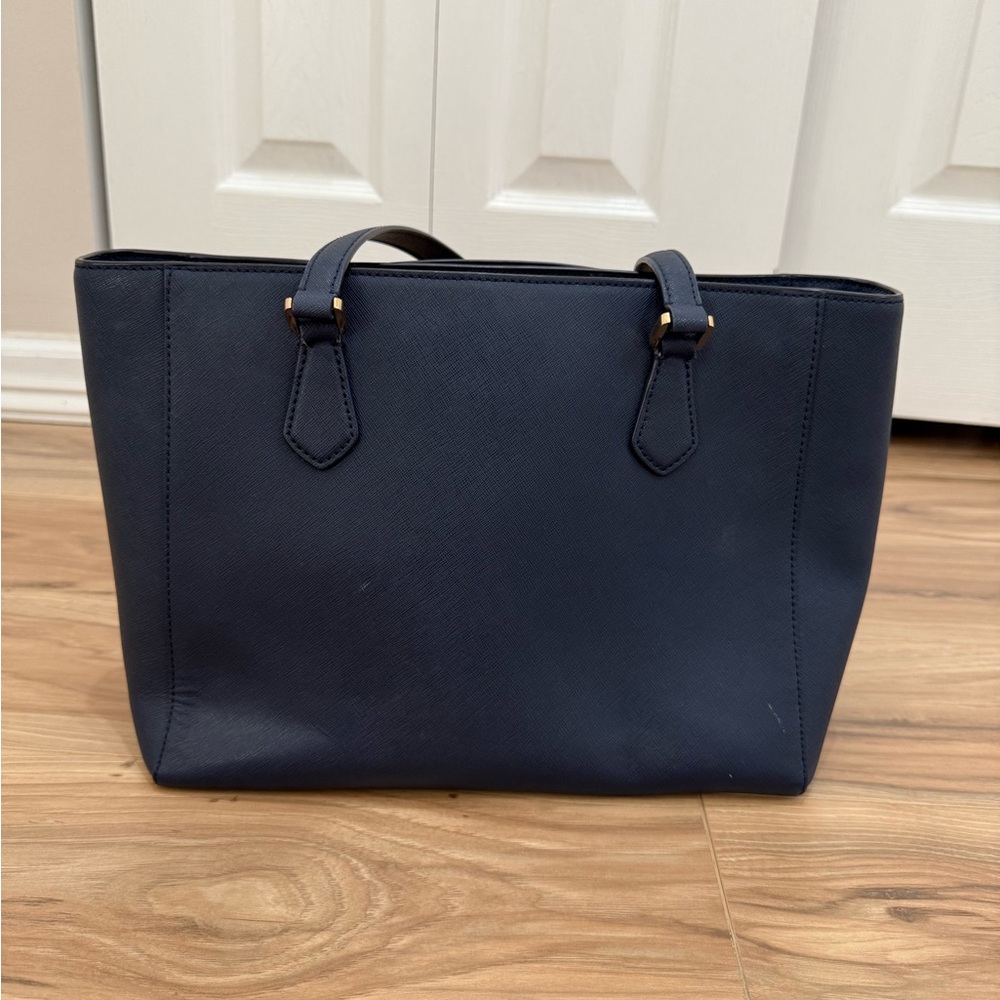 Tory Burch Robinson Tote Bag Elegant Navy Blue - Picture 7 of 9